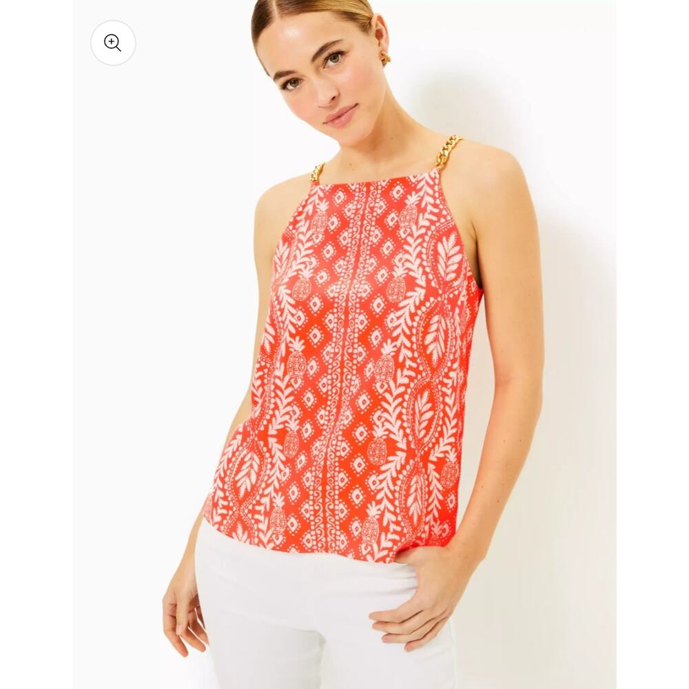 Lilly Pulitzer Orange Joannah Silk Tank Top Blouse NWOT Size 2